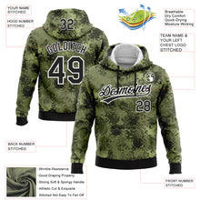 Load image into Gallery viewer, Custom Stitched Camo Black-White 3D Leaves Sports Pullover Sweatshirt Salute To Service Hoodie
