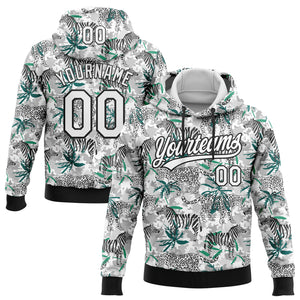 Custom Stitched Camo White-Black 3D Tropical Jungle Animal Sports Pullover Sweatshirt Salute To Service Hoodie