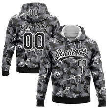 Load image into Gallery viewer, Custom Stitched Camo Black-White 3D Dinosaur Sports Pullover Sweatshirt Salute To Service Hoodie
