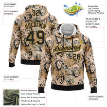 Load image into Gallery viewer, Custom Stitched Camo Black-Old Gold 3D Animal Lion And Tiger Sports Pullover Sweatshirt Salute To Service Hoodie
