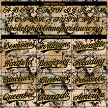Load image into Gallery viewer, Custom Stitched Camo Black-Old Gold 3D Animal Lion And Tiger Sports Pullover Sweatshirt Salute To Service Hoodie
