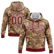 Load image into Gallery viewer, Custom Stitched Camo Crimson-Cream 3D Military Badge Sports Pullover Sweatshirt Salute To Service Hoodie
