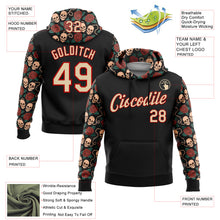 Load image into Gallery viewer, Custom Black City Cream-Red 3D Skull Roses Tattoo Floral Sports Pullover Sweatshirt Hoodie
