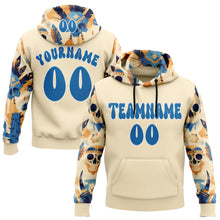 Load image into Gallery viewer, Custom City Cream Blue-White 3D Skull Chief Tribal Sports Pullover Sweatshirt Hoodie
