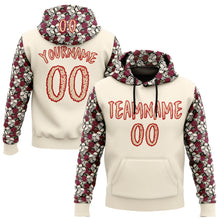 Load image into Gallery viewer, Custom City Cream Red 3D Skull Roses Floral Sports Pullover Sweatshirt Hoodie
