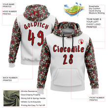 Load image into Gallery viewer, Custom White Red-Black 3D Skull Roses Floral Sports Pullover Sweatshirt Hoodie

