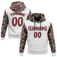 Load image into Gallery viewer, Custom White Red-Black 3D Skull Roses Floral Sports Pullover Sweatshirt Hoodie
