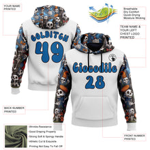 Load image into Gallery viewer, Custom White Blue-Brown 3D Skull Funny Sports Pullover Sweatshirt Hoodie

