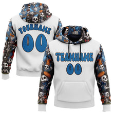Load image into Gallery viewer, Custom White Blue-Brown 3D Skull Funny Sports Pullover Sweatshirt Hoodie
