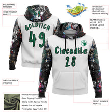 Load image into Gallery viewer, Custom White Kelly Green-Black 3D Skull Roses Floral Sports Pullover Sweatshirt Hoodie
