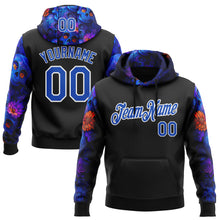 Load image into Gallery viewer, Custom Black Thunder Blue-White 3D Skull Roses Floral Calavera Day Of The Dead Dia de los Muertos Sports Pullover Sweatshirt Hoodie
