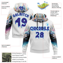 Load image into Gallery viewer, Custom White Dark Purple-Sky Blue 3D Skull Splash Graffiti Sports Pullover Sweatshirt Hoodie
