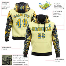 Load image into Gallery viewer, Custom Yellow Blue 3D Skull Psychedelic Sports Pullover Sweatshirt Hoodie
