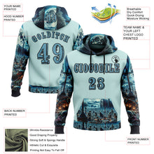 Load image into Gallery viewer, Custom Ice Blue Shadow Blue-Black 3D Skull Cemetery Sports Pullover Sweatshirt Hoodie
