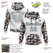 Load image into Gallery viewer, Custom White Silver-Black 3D Skull Funny Soul Sports Pullover Sweatshirt Hoodie
