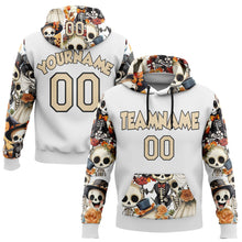 Load image into Gallery viewer, Custom White City Cream-Black 3D Skull Wedding Sports Pullover Sweatshirt Hoodie
