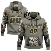 Load image into Gallery viewer, Custom Gray Olive-City Cream 3D Skull Tattoo Sports Pullover Sweatshirt Hoodie
