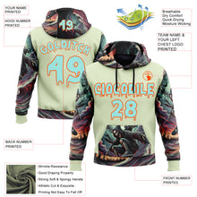 Load image into Gallery viewer, Custom Green Ice Blue-Orange 3D Skull Hell Sports Pullover Sweatshirt Hoodie
