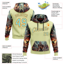 Load image into Gallery viewer, Custom Yellow Ice Blue-Bay Orange 3D Skull Hell Sports Pullover Sweatshirt Hoodie
