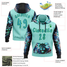 Load image into Gallery viewer, Custom Ice Blue Sky Blue-Grass Green 3D Skull Statue Of Liberty Sports Pullover Sweatshirt Hoodie
