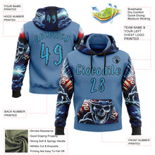 Load image into Gallery viewer, Custom Blue Sky Blue-Black 3D Skull Football Player Sports Pullover Sweatshirt Hoodie

