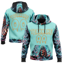 Load image into Gallery viewer, Custom Ice Blue Bay Orange 3D Skull Sports Pullover Sweatshirt Hoodie
