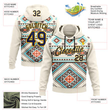 Load image into Gallery viewer, Custom Stitched Cream Navy Blue Orange Gray-Gold 3D Mexico Aztec Pattern Sports Pullover Sweatshirt Hoodie
