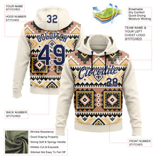 Load image into Gallery viewer, Custom Stitched Cream Navy Gray Yellow-White 3D Mexico Aztec Pattern Sports Pullover Sweatshirt Hoodie
