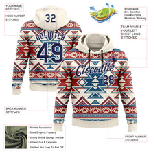 Load image into Gallery viewer, Custom Stitched Cream Navy Red Blue-White 3D Mexico Aztec Pattern Sports Pullover Sweatshirt Hoodie
