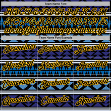 Load image into Gallery viewer, Custom Stitched Black Blue-Gold 3D Mexico Aztec Pattern Sports Pullover Sweatshirt Hoodie
