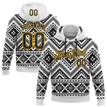 Load image into Gallery viewer, Custom Stitched White Black-Gold 3D Mexico Aztec Pattern Sports Pullover Sweatshirt Hoodie
