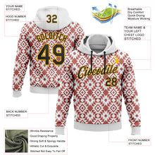 Load image into Gallery viewer, Custom Stitched White Black Red-Gold 3D Mexico Aztec Pattern Sports Pullover Sweatshirt Hoodie
