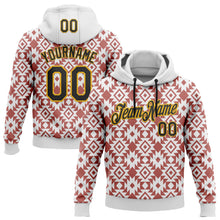 Load image into Gallery viewer, Custom Stitched White Black Red-Gold 3D Mexico Aztec Pattern Sports Pullover Sweatshirt Hoodie
