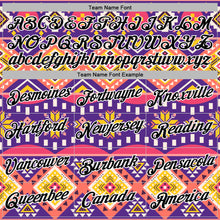 Load image into Gallery viewer, Custom Stitched Purple Black Pink Yellow-White 3D Mexico Aztec Pattern Sports Pullover Sweatshirt Hoodie
