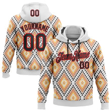 Load image into Gallery viewer, Custom Stitched White Black Yellow-Fire Red 3D Mexico Aztec Pattern Sports Pullover Sweatshirt Hoodie
