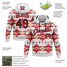 Load image into Gallery viewer, Custom Stitched White Black Orange-Fire Red 3D Mexico Aztec Pattern Sports Pullover Sweatshirt Hoodie
