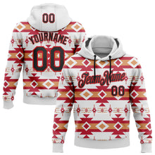 Load image into Gallery viewer, Custom Stitched White Black Orange-Fire Red 3D Mexico Aztec Pattern Sports Pullover Sweatshirt Hoodie
