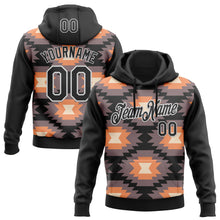 Load image into Gallery viewer, Custom Stitched Black Gray Orange-White 3D Mexico Aztec Pattern Sports Pullover Sweatshirt Hoodie
