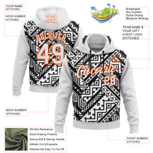 Load image into Gallery viewer, Custom Stitched White Black-Orange 3D Mexico Aztec Pattern Sports Pullover Sweatshirt Hoodie
