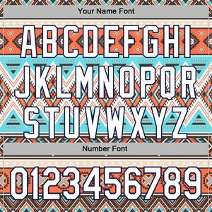 Custom Stitched White Gray Orange Blue-Navy 3D Mexico Aztec Pattern Sports Pullover Sweatshirt Hoodie
