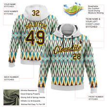 Load image into Gallery viewer, Custom Stitched White Brown Blue-Yellow 3D Mexico Aztec Pattern Sports Pullover Sweatshirt Hoodie

