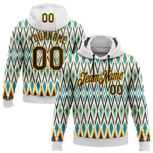 Load image into Gallery viewer, Custom Stitched White Brown Blue-Yellow 3D Mexico Aztec Pattern Sports Pullover Sweatshirt Hoodie
