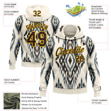 Load image into Gallery viewer, Custom Stitched Cream Brown Blue-Yellow 3D Mexico Aztec Pattern Sports Pullover Sweatshirt Hoodie
