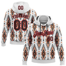 Load image into Gallery viewer, Custom Stitched White Black Orange Gray-Fire Red 3D Mexico Aztec Pattern Sports Pullover Sweatshirt Hoodie

