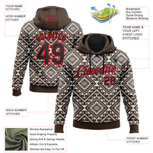 Load image into Gallery viewer, Custom Stitched Brown Black White-Fire Red 3D Mexico Aztec Pattern Sports Pullover Sweatshirt Hoodie
