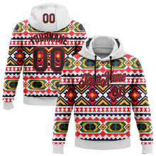 Load image into Gallery viewer, Custom Stitched White Black Yellow Green-Fire Red 3D Mexico Aztec Pattern Sports Pullover Sweatshirt Hoodie
