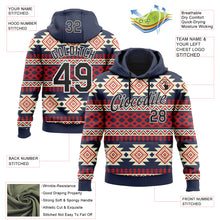 Load image into Gallery viewer, Custom Stitched Navy Black Red-White 3D Mexico Aztec Pattern Sports Pullover Sweatshirt Hoodie
