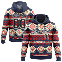 Load image into Gallery viewer, Custom Stitched Navy Black Red-White 3D Mexico Aztec Pattern Sports Pullover Sweatshirt Hoodie
