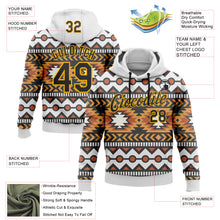 Load image into Gallery viewer, Custom Stitched White Black Orange-Gold 3D Mexico Aztec Pattern Sports Pullover Sweatshirt Hoodie
