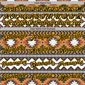 Custom Stitched White Black Orange-Gold 3D Mexico Aztec Pattern Sports Pullover Sweatshirt Hoodie